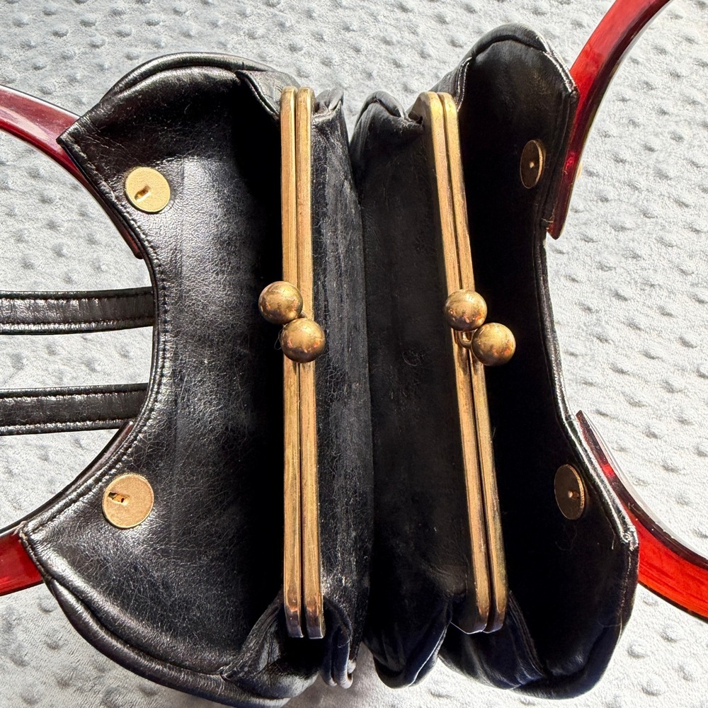 Rare MidCentury Zenith Hand Made Black Leather Bakelite Top Handle 50-60s VTG - Picture 6 of 14